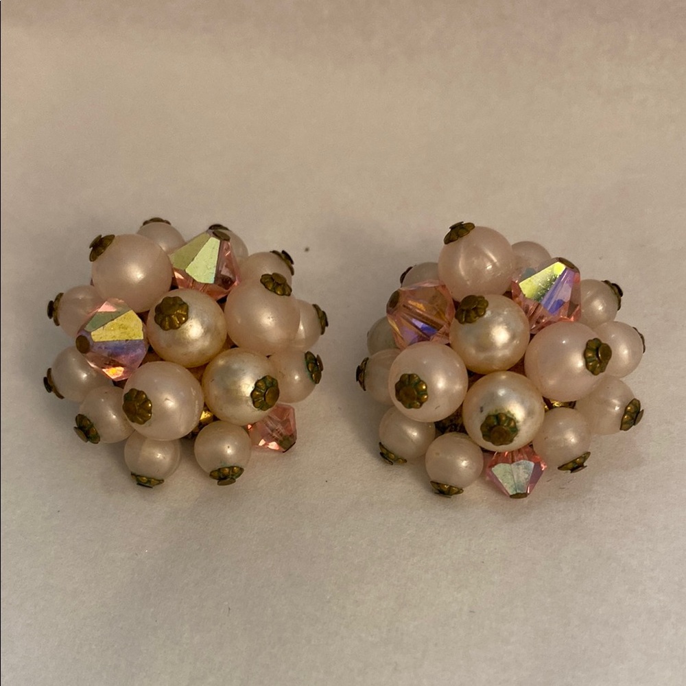 Elegant Pearl Cluster 1960’s Earrings